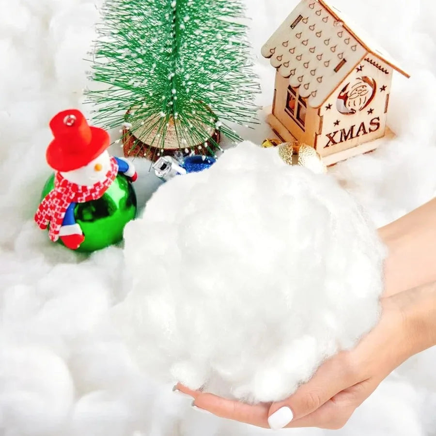 Apragaz Christmas Fake Snow Decoration 1.1 LB Artificial Snow Fluffy Fake Snow Bulk Flame Resistant Indoor Snow for Winter Vill
