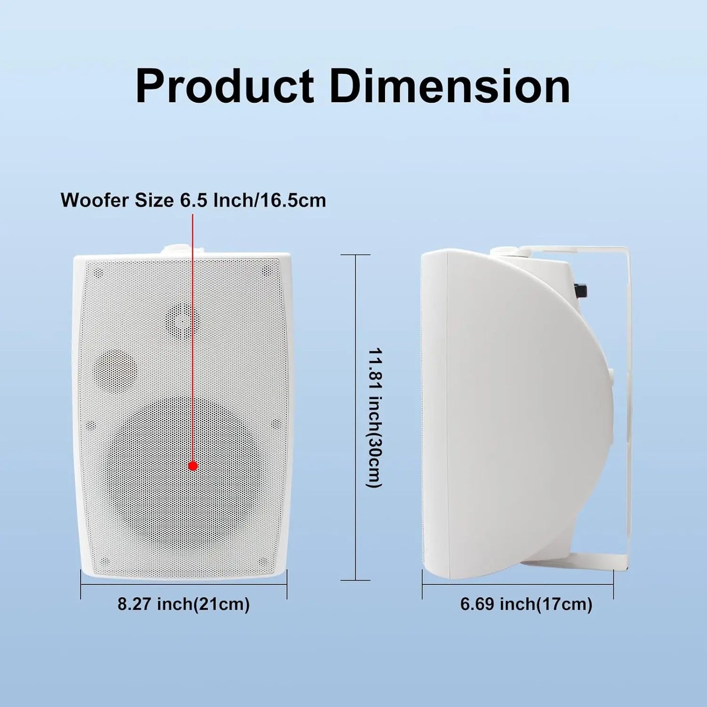 Herdio 2PCS 400W 6.5 Inch Passive Outdoor Speakers Wired Waterproof 2 Way Wall Mounted Speakers With Powerful Bass For Patio Home