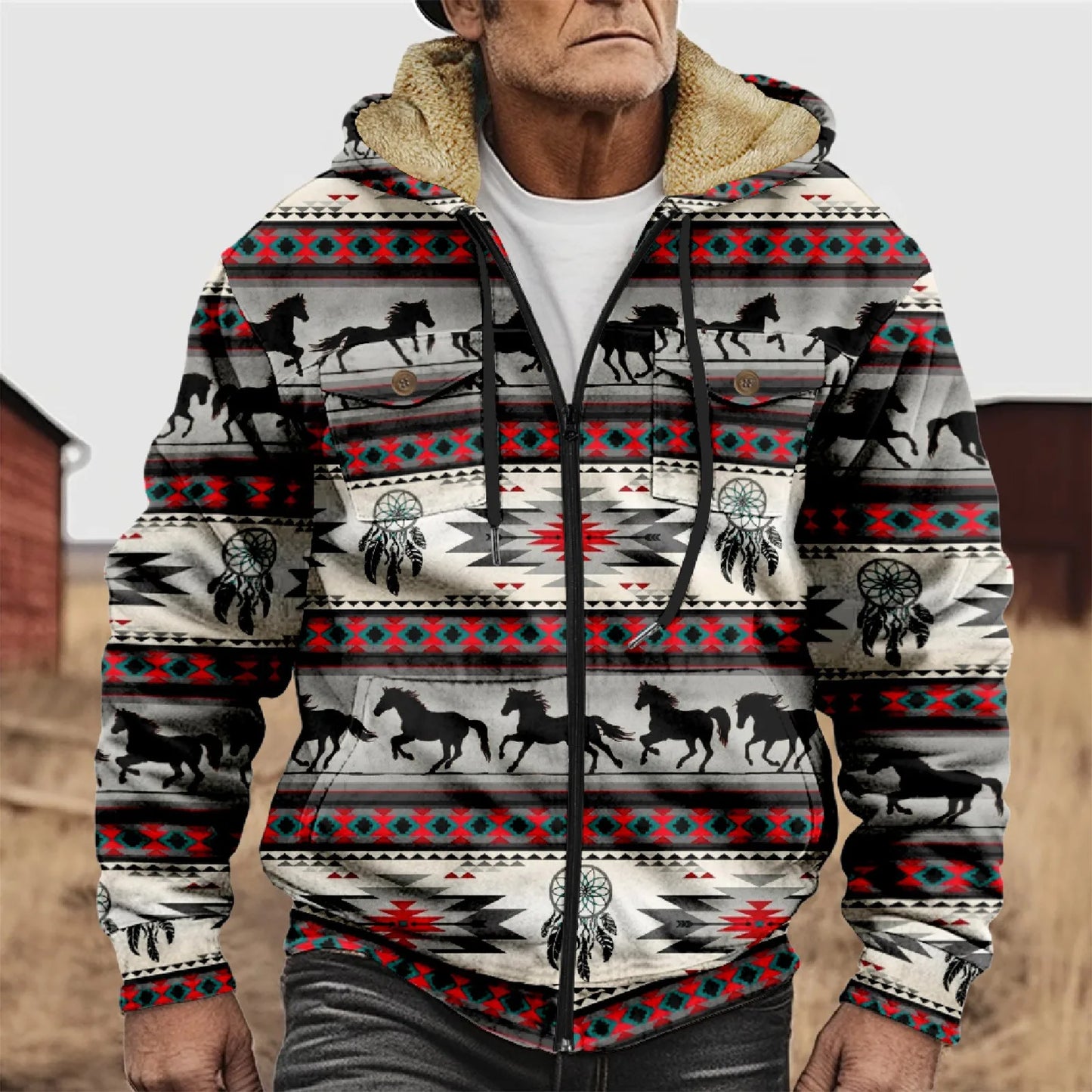 Winter Hooded Jacket Men Loose Thickened Double Pocket Jacket Warm Comfort Outdoor Multiple Colors Casual Clothes Jacket