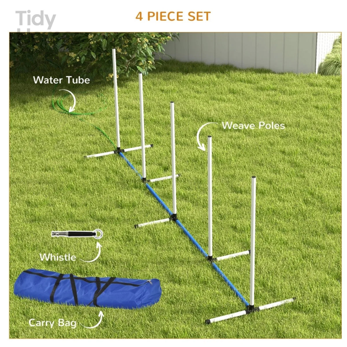 Dog Outdoor Exercise Training Set with Weave Poles Water Tube and Whistle for Pet Agility