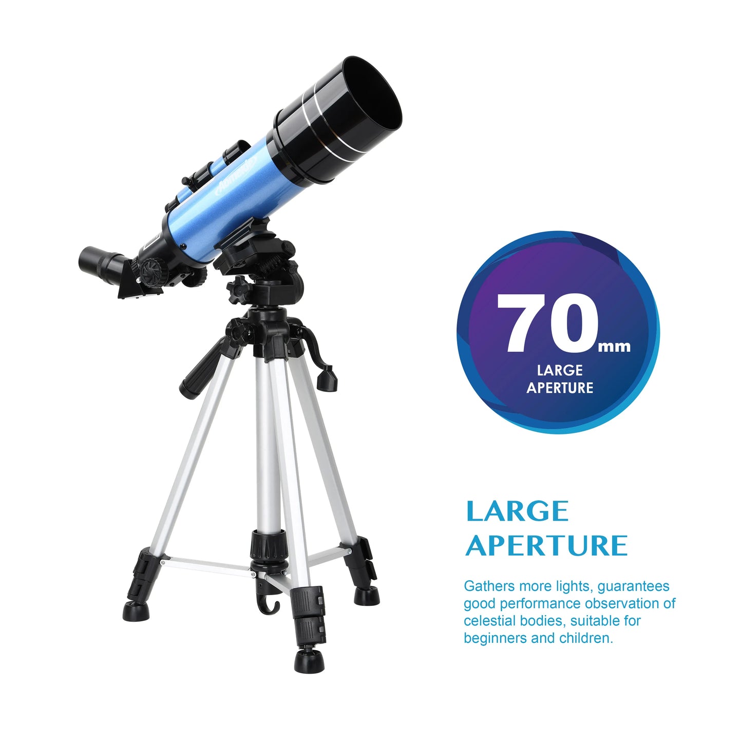 Professional Astronomical Telescope 400mm Focal Length 70mm Lens Max 120X with High Tripod Mobile Holder and Travel Bag for Adults and Kids Gift