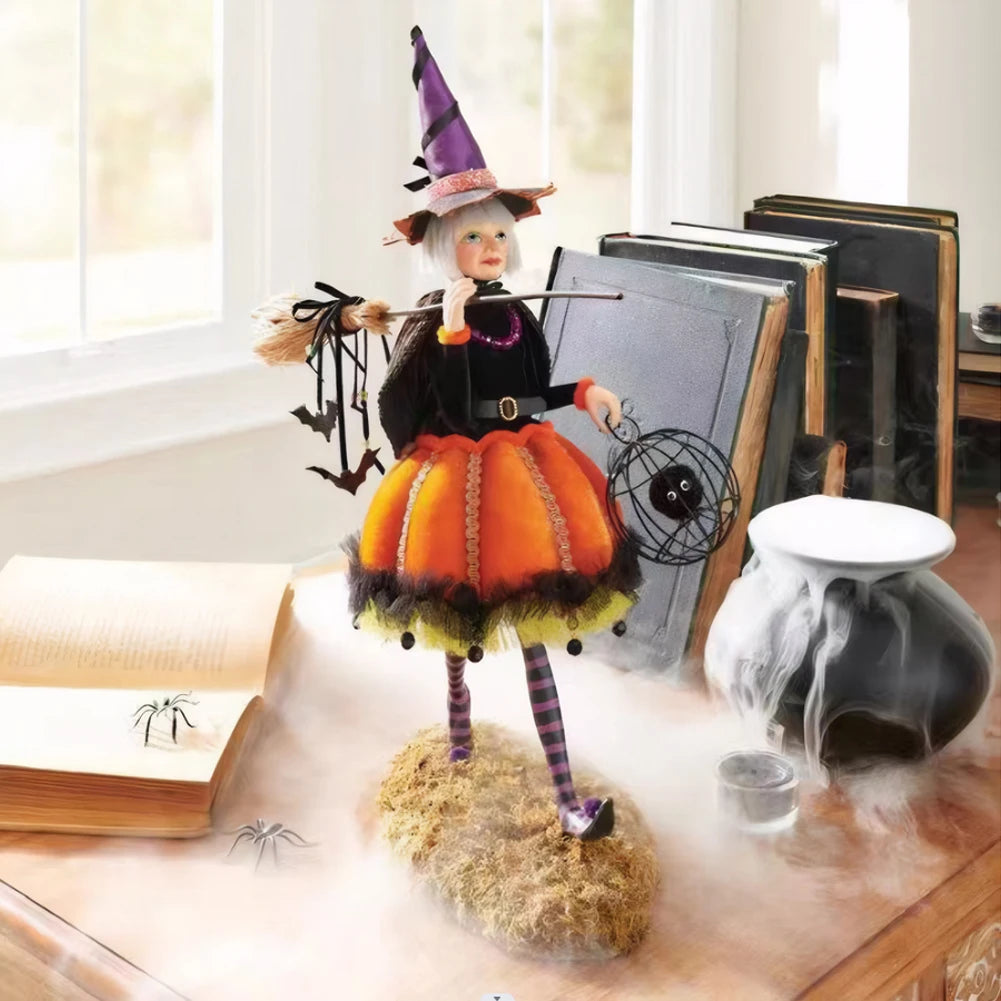 Halloween Witch Statue Resin Creative Desktop Ornament for Home Living Room and Bedroom Decoration