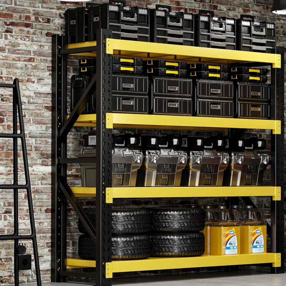 3000LBS Heavy-Duty Garage Shelving, 31.5" W Metal Shelves, 4-Tier Adjustable Garage Shelving Units, Storage Racks for Warehouse,