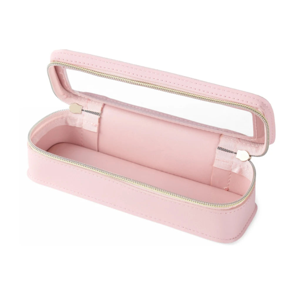 Women PU Makeup Brush Bag Transparent Travel Wash Bag Dual Zipper Cosmetic Organizer Toiletry Pouch