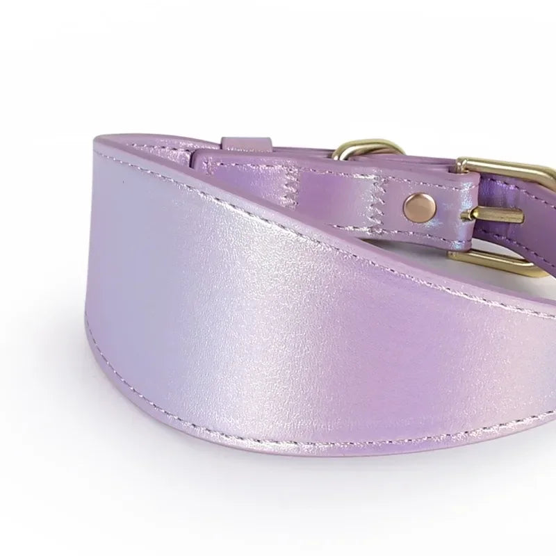 PU Dog Collar Adjustable Light Reflecting Soft Leather Small Medium Pet Collar
