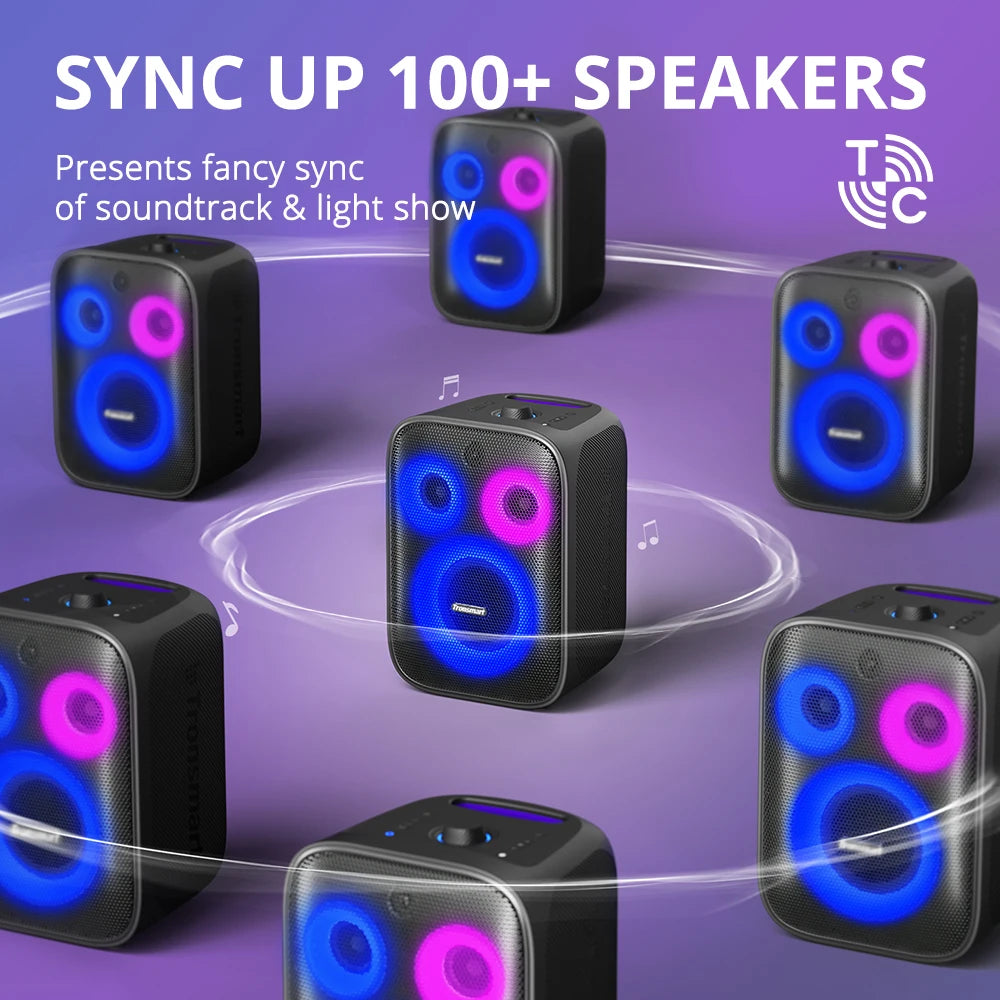 Tronsmart Halo 200 Bluetooth Speaker with Three Way Sound System 120W Built in Wired Microphone Guitar Input APP Control