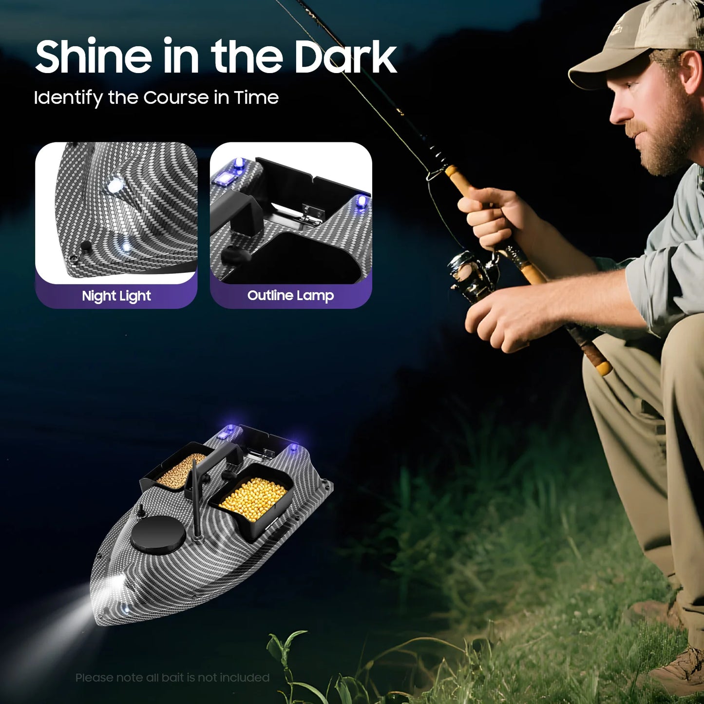 GPS Fishing Bait Boat with 500M Remote Control Auto Return Twin Motors 3 Containers for Outdoor Fishing