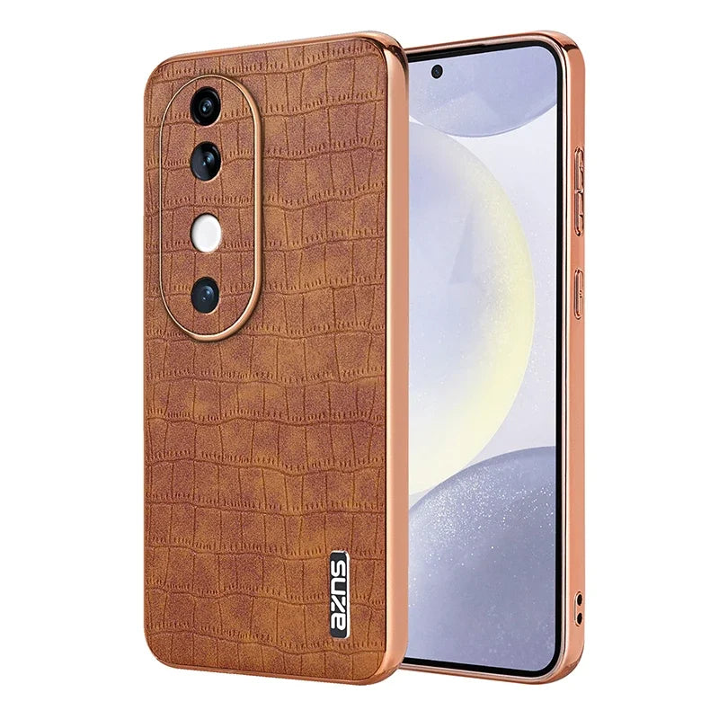 Luxury Fashion Crocodile Pattern Electroplating Design Leather Phone Case for VIVO S19 Pro S18 S17 Pro V30 V29 Pro Back Cover