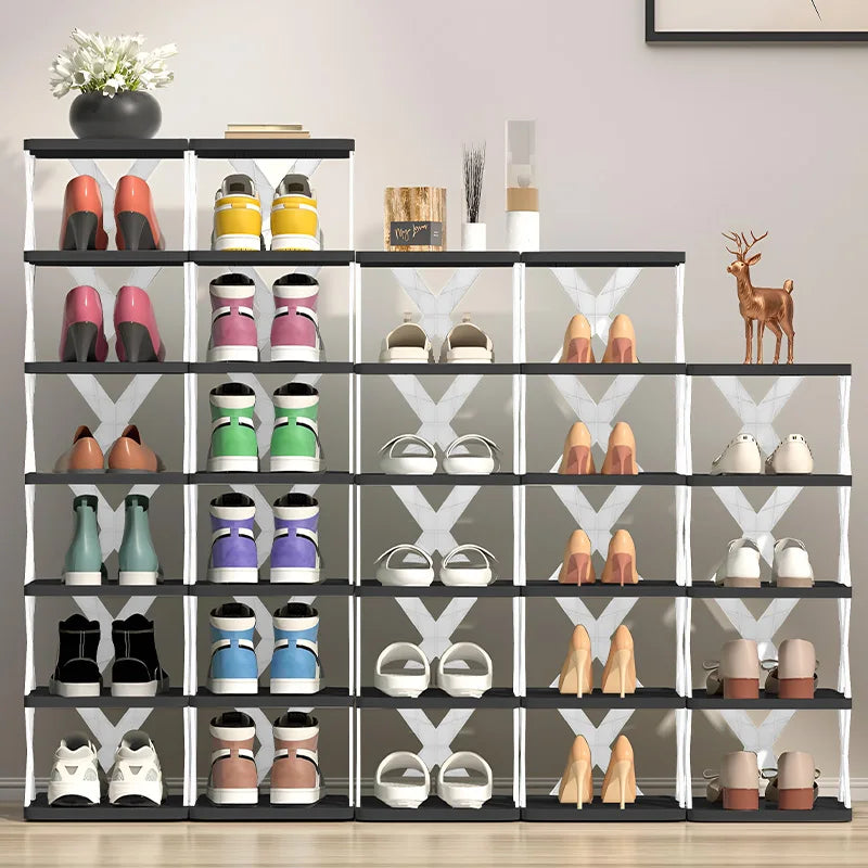 Detachable Shoe Racks Space Saving Stackable Plastic Shoe Shelf Multi Layer Assembled Shoe Rack Organizer