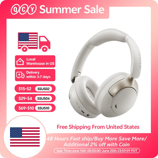 QCY H3 Pro ANC Wireless Headphones 50dB Noise Canceling Hi-Res Spatial Audio Earphones with LDAC Bluetooth 5.4 Over Ear Headset