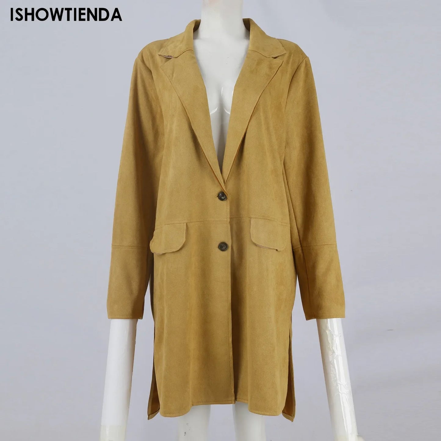 Elegant Solid Blazer Women Autumn Overcoats 2024 Casual Long Sleeve Single Button Coats Female Lapel Outwears Oversized Outfit