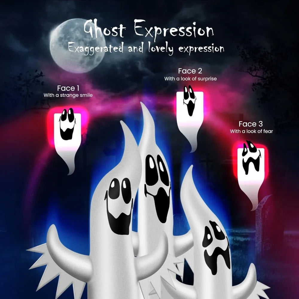 VIVOHOME 10FT Halloween Inflatable Yard Decor Colorful Ghost Family of 3