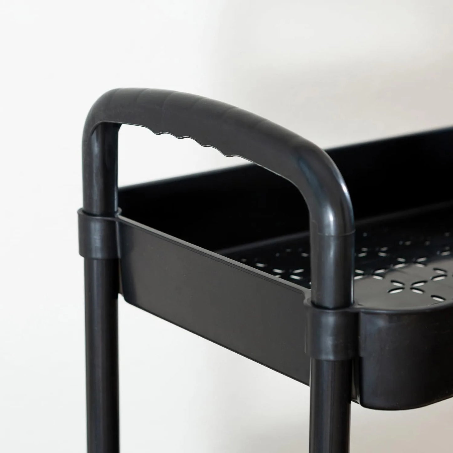 3 Tier Rolling Cart with Wheels and Handle for Office Living Room Laundry Room Kitchen Bathroom Black