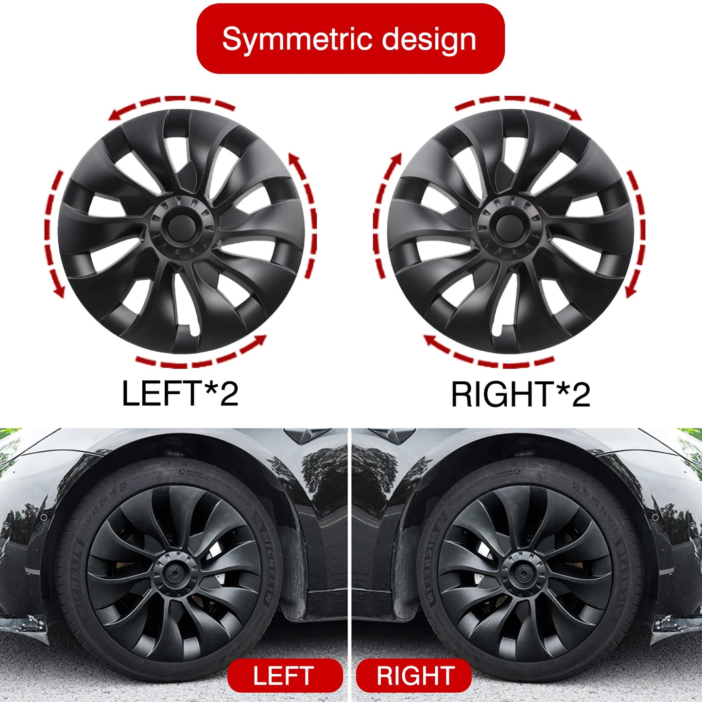 4PCS Hub Cap Car for Tesla Model 3 18 Inch Wheel Cap Replacement ABS Plastic Full Rim Cover Accessories 2018 to 2023