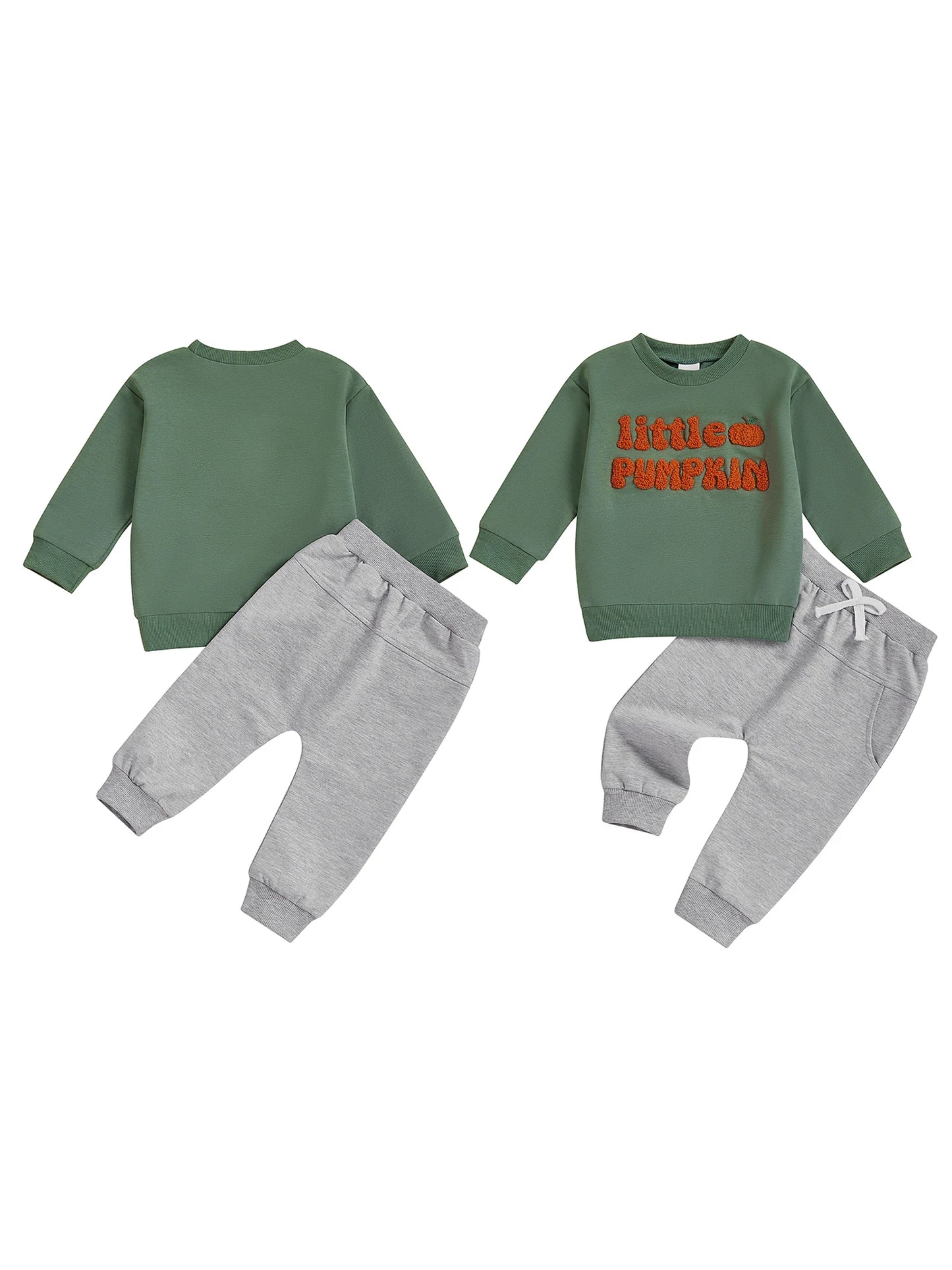 Infant Boy Autumn Apparel Cozy Hooded Sweater and Matching Pants Set with Embroidered Details for Playtime