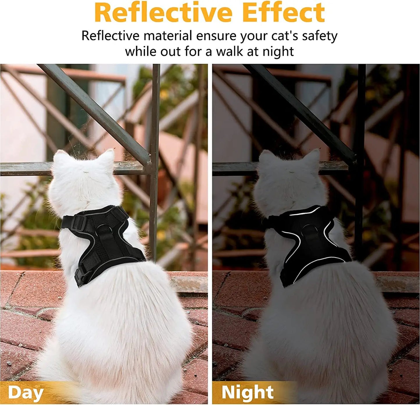 Easy Control Escape Proof Cat Harness and Leash - Soft Adjustable Vest Harnesses for Walking Cats MXQQY01