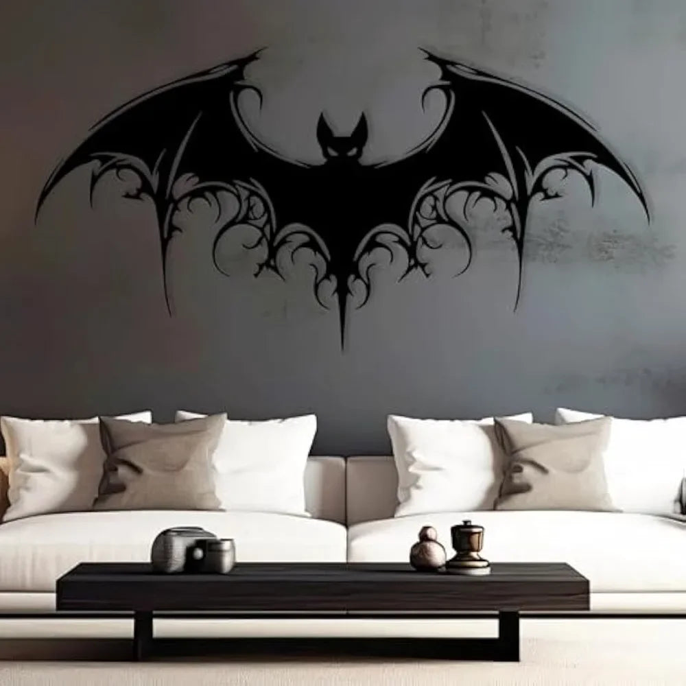 Majestic Bat Metal Wall Art Giant Bat Metal Wall Decor Gothic Home Decor Scary Halloween Decoration for Outdoor Halloween Bat Wall Hanging