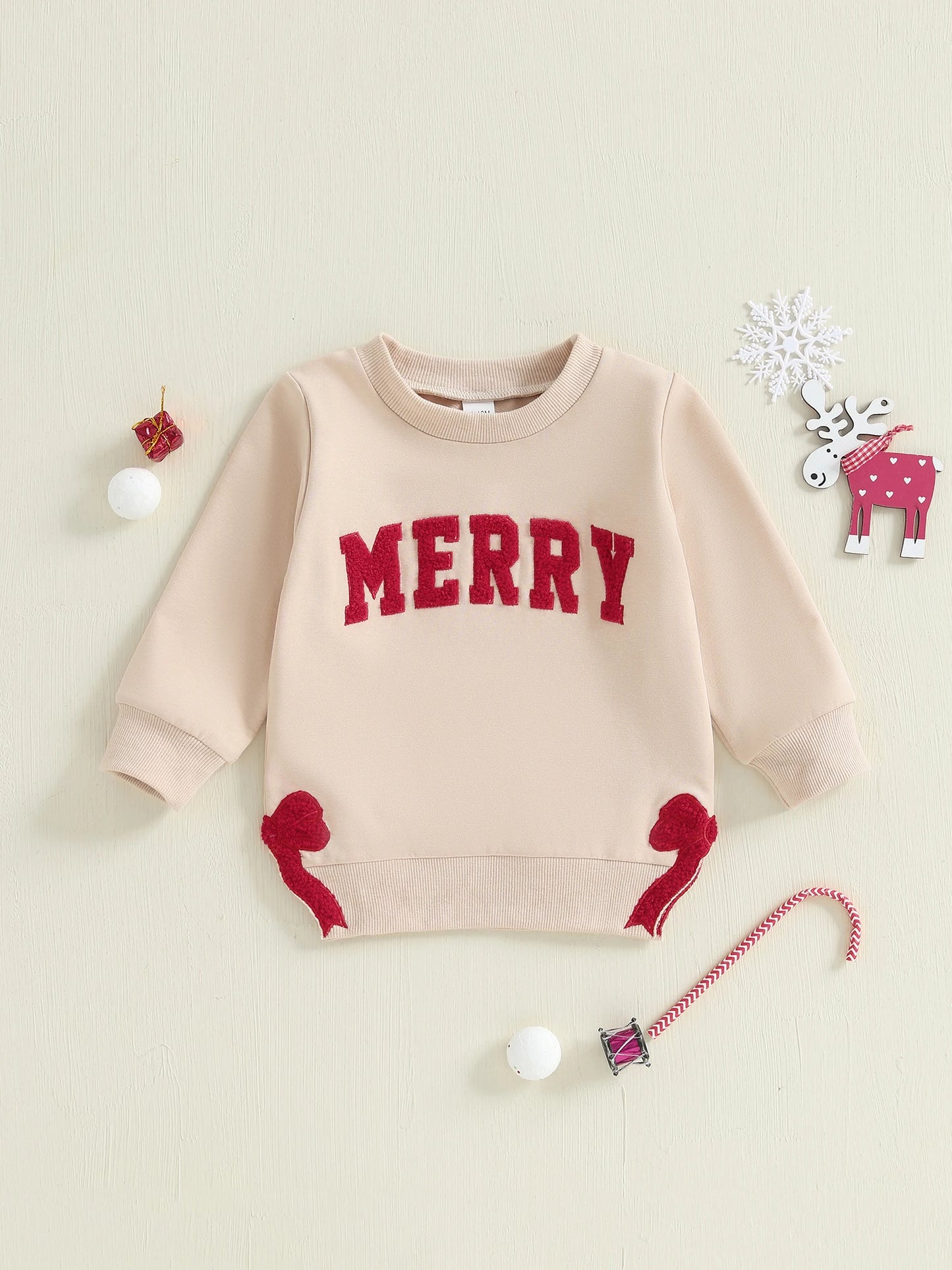 Infant Baby Boy Winter Sweater Reindeer Print Round Neck Long Sleeve Knit Pullover Jumper with Ribbed Cuffs and Hem