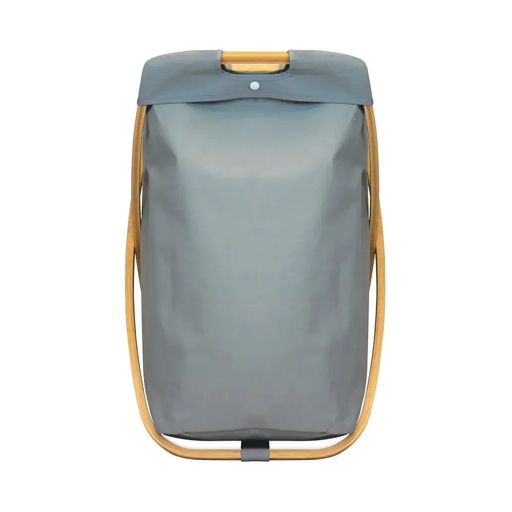 Bamboo X Frame Laundry Hamper Sorter Lightweight Durable Polyester Gym School Garage Organizer Foldable Elegant Design