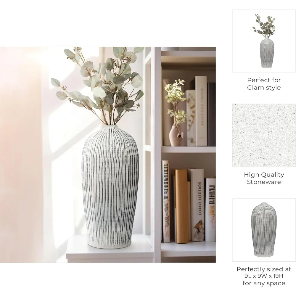 Decorative Ceramic Vase for Living Room Decor - Flawless Style for Home, Room, and Table Decor Accent - Modern Flower Vase