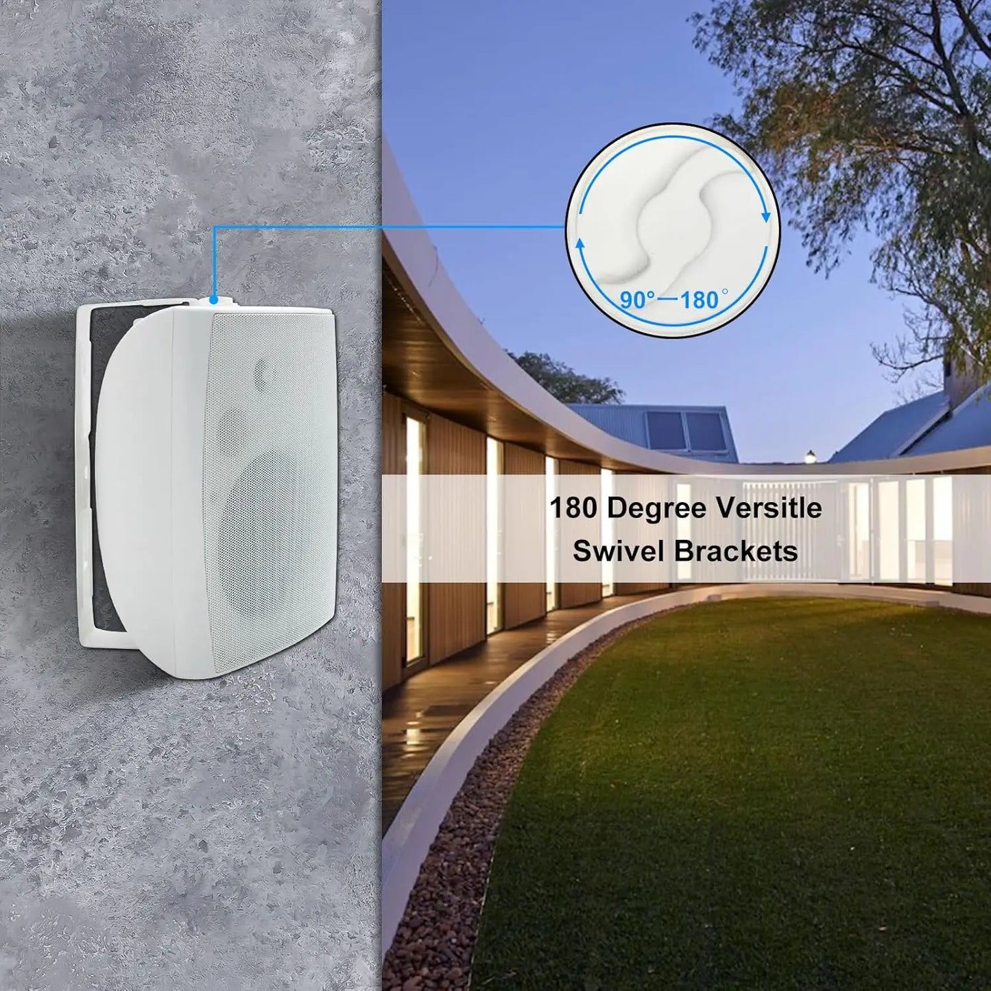 Herdio 2PCS 400W 6.5 Inch Passive Outdoor Speakers Wired Waterproof 2 Way Wall Mounted Speakers With Powerful Bass For Patio Home