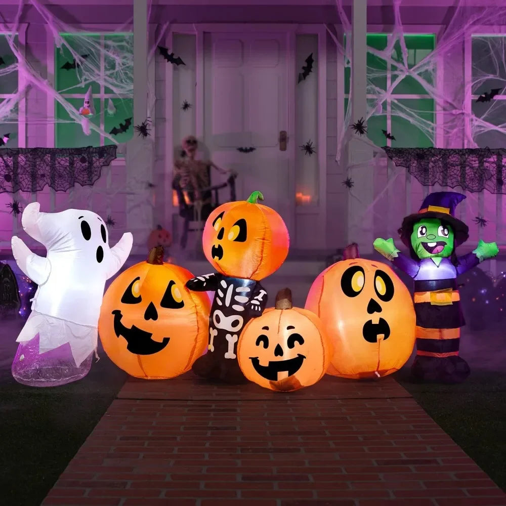 8 Feet Long Halloween Inflatables Outdoor Decorations Inflatable Pumpkin Patch For Yard