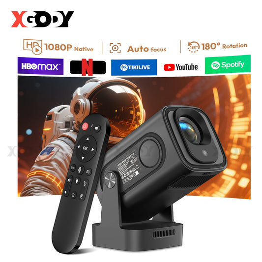 4K 1080P Autofocus Wifi 6 Projector Native 1080P 180 Degree Rotation Bluetooth Android Smart Home Theater