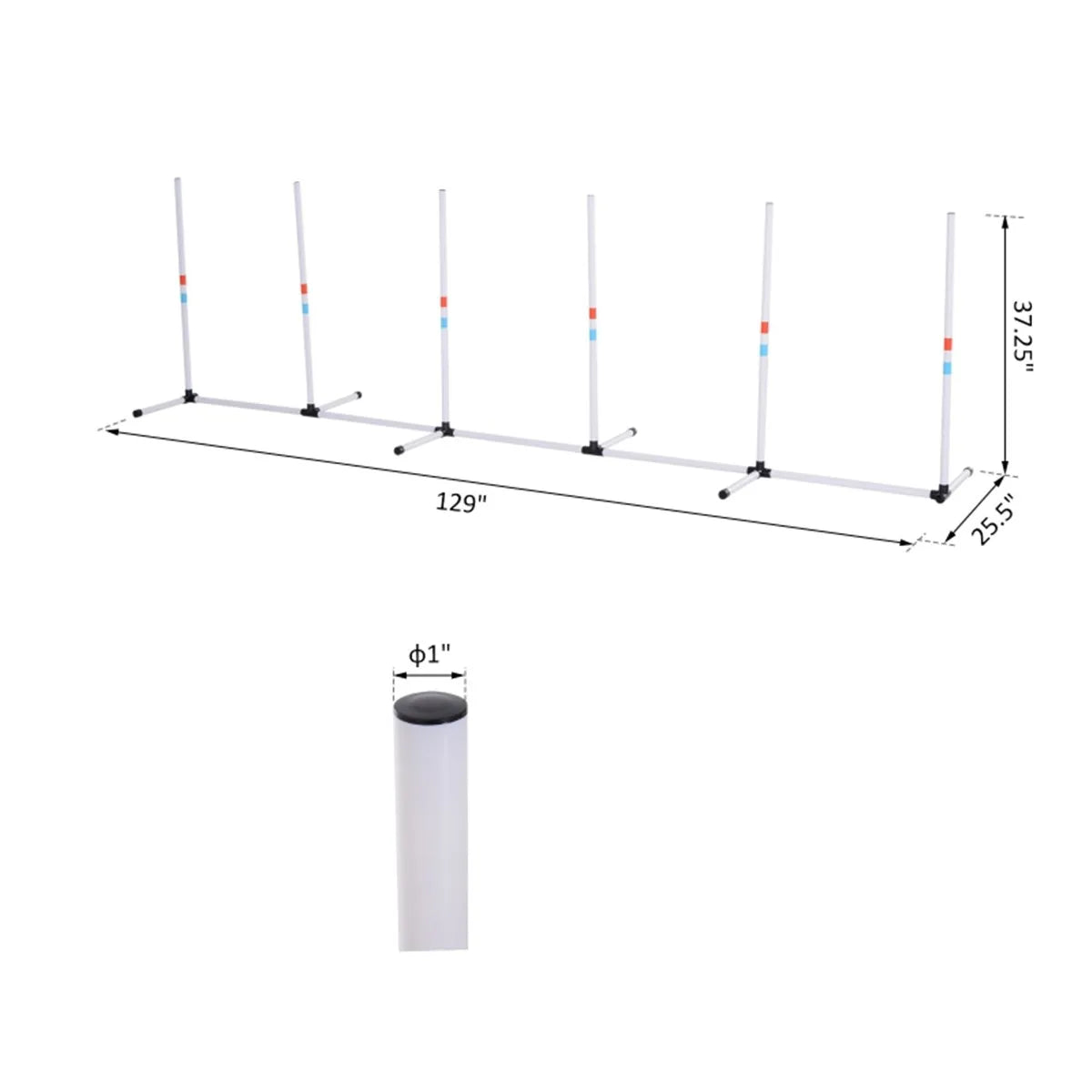 Dog Outdoor Exercise Training Set with 6 Poles and Storage Bag for Agility Training and Play