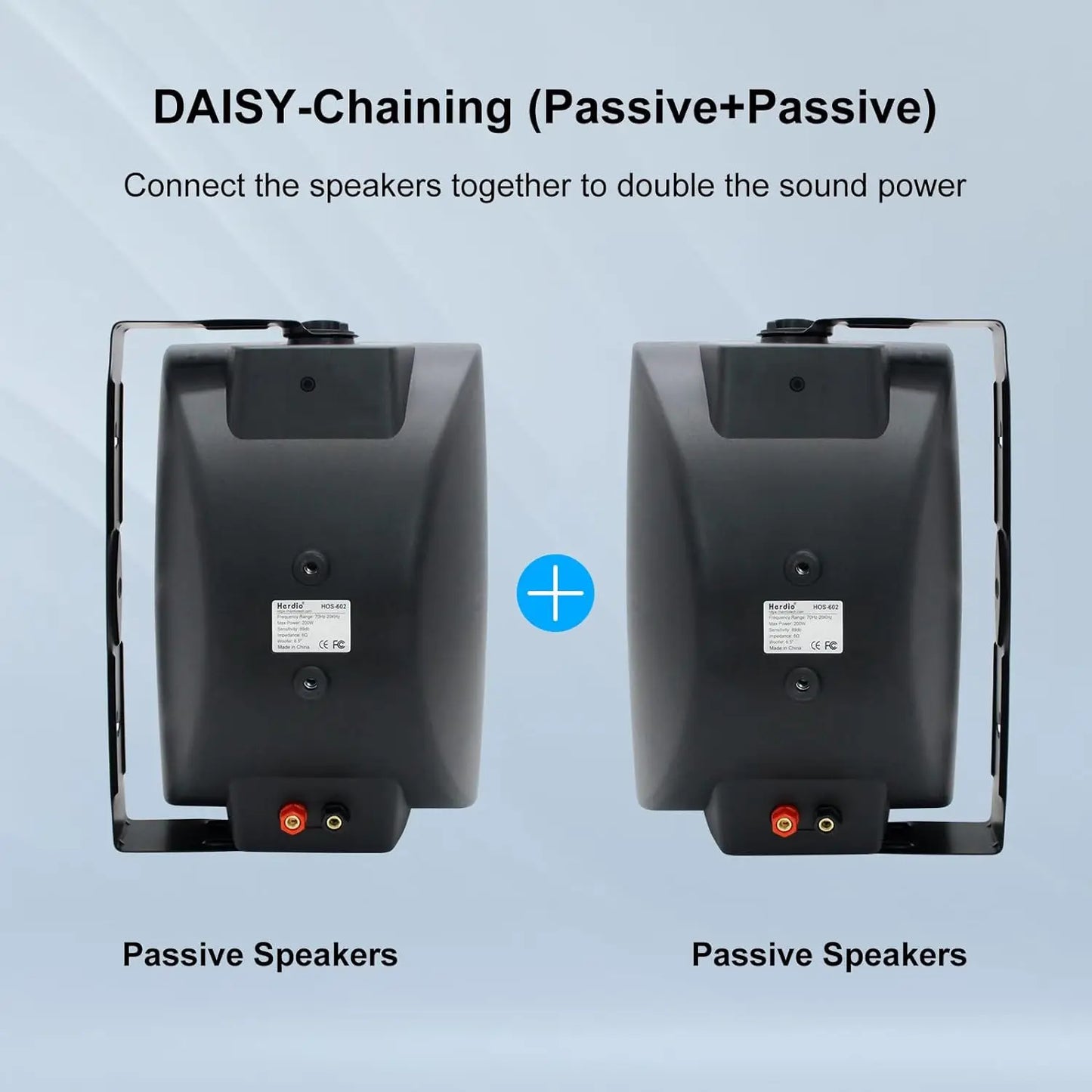 Herdio 2PCS 400W 6.5 Inch Passive Outdoor Speakers Wired Waterproof 2 Way Wall Mounted Speakers With Powerful Bass For Patio Home