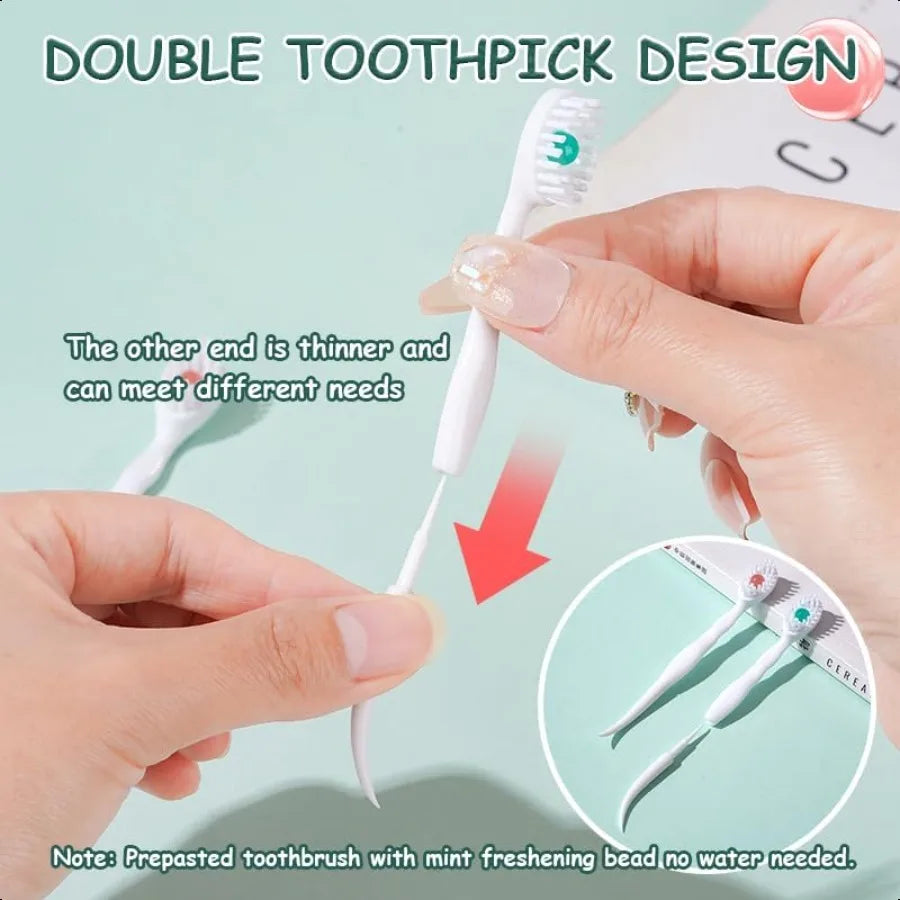 Disposable Mini Toothbrush Travel Toothbrushes with Portable Peppermint Toothpaste 48 Pieces