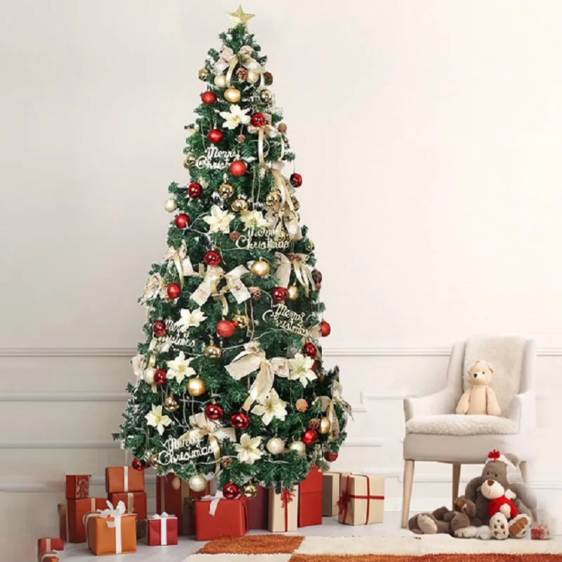 4-8FT Artificial Pencil Xmas Tree, Slim Hinged Christmas Tree with Iron Base & 650 Tips, Easy Foldable Holiday Party Decoration