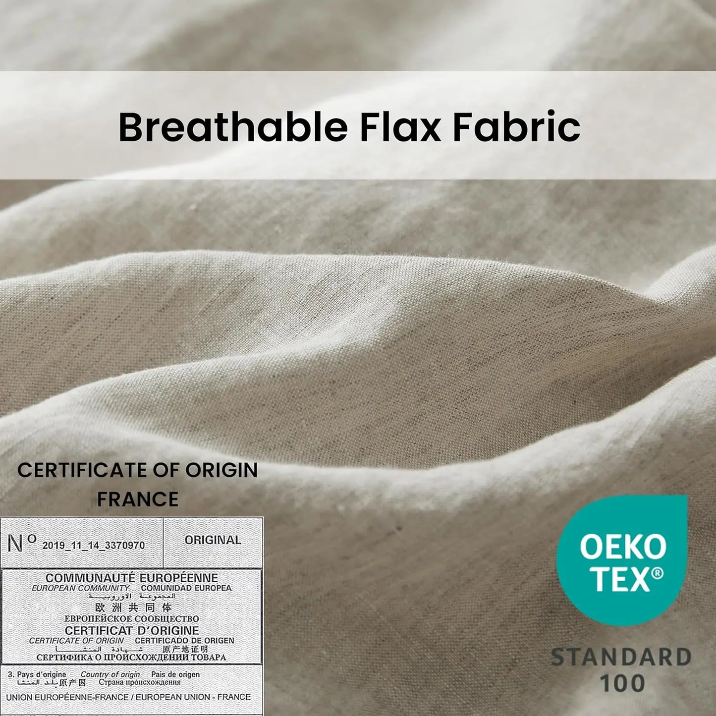 Simple Opulence 100 Percent Linen 3 Pieces Bedding Set with Crossed Embroidery Queen King Size Duvet Cover Bed Sheet Set Fitted Sheets