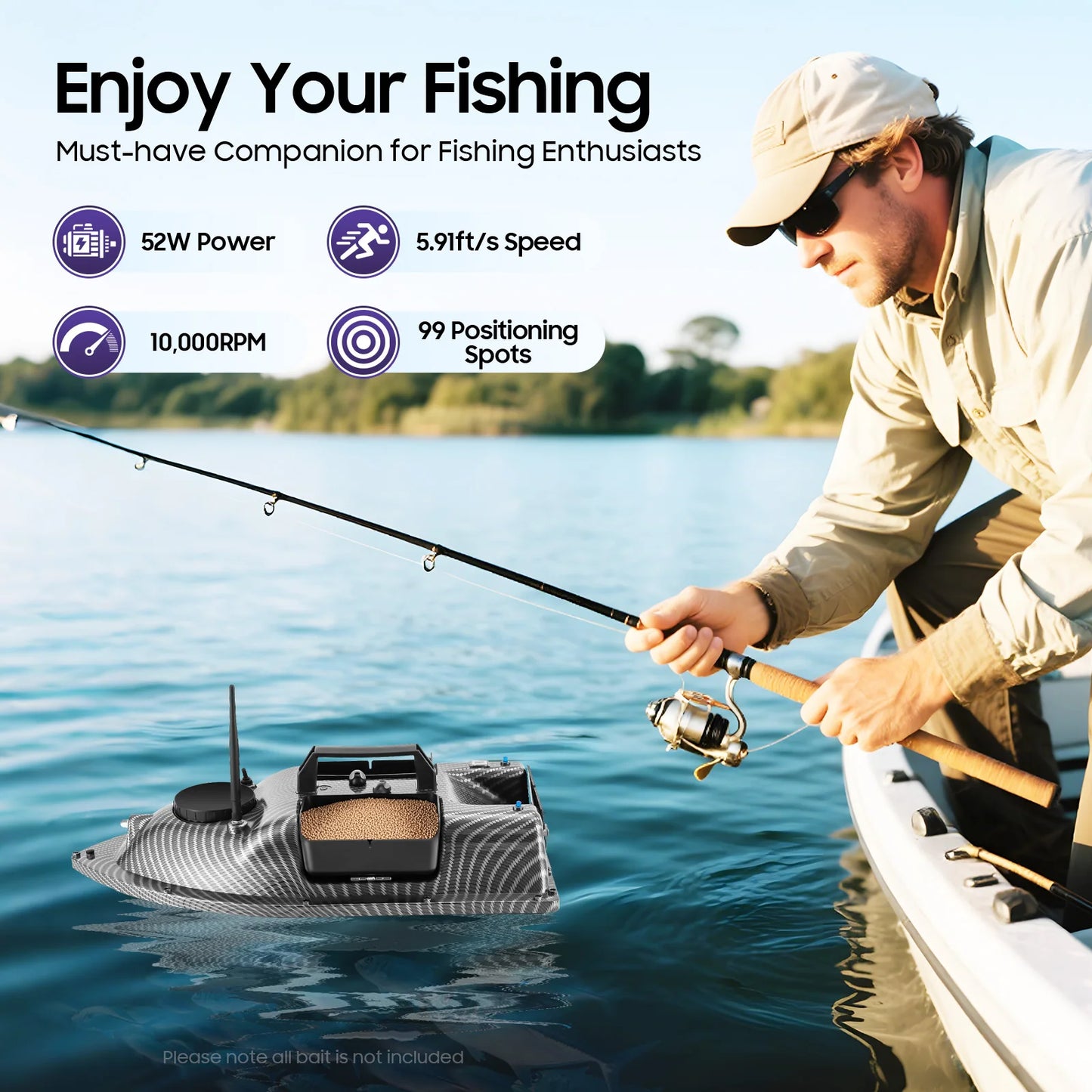 GPS Fishing Bait Boat with 500M Remote Control Auto Return Twin Motors 3 Containers for Outdoor Fishing