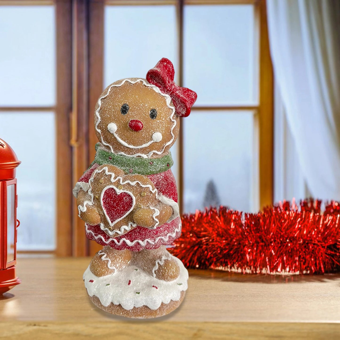 Festive Santa Claus Figurine Adorable Snowman Statue Tabletop Decoration for Rustic Cabin Christmas Party Home Décor