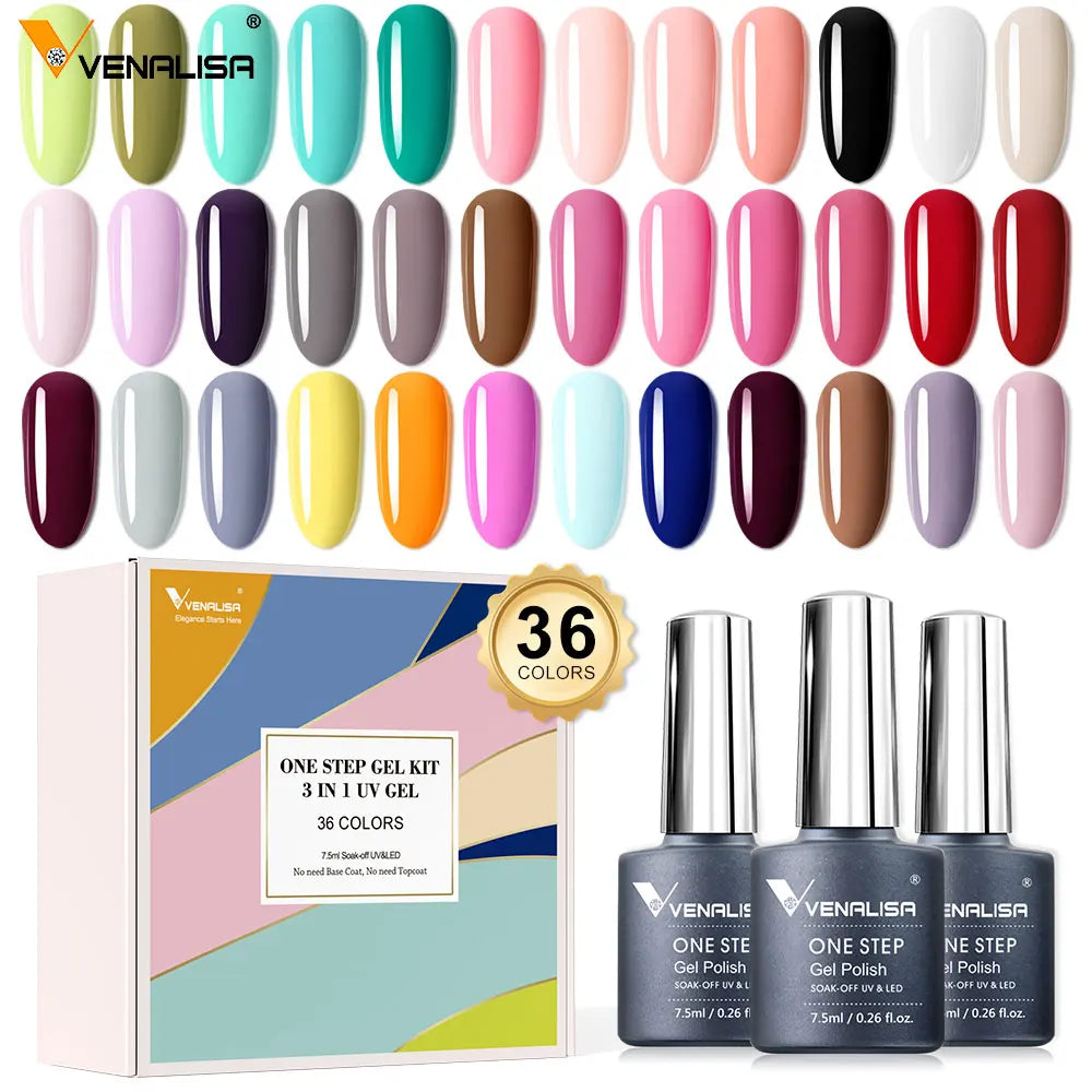 Venalisa Color Gel Nail Polish VIP Kit Full Cover Enamel Glitter Sparkle UV Gel Soak Off 7.5ml