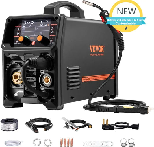 Pro MIG Welder, 250A Pluse Mig Welding Machine, 110V/220V Dual Voltage Aluminum Mig Welder with LCD Screen Display