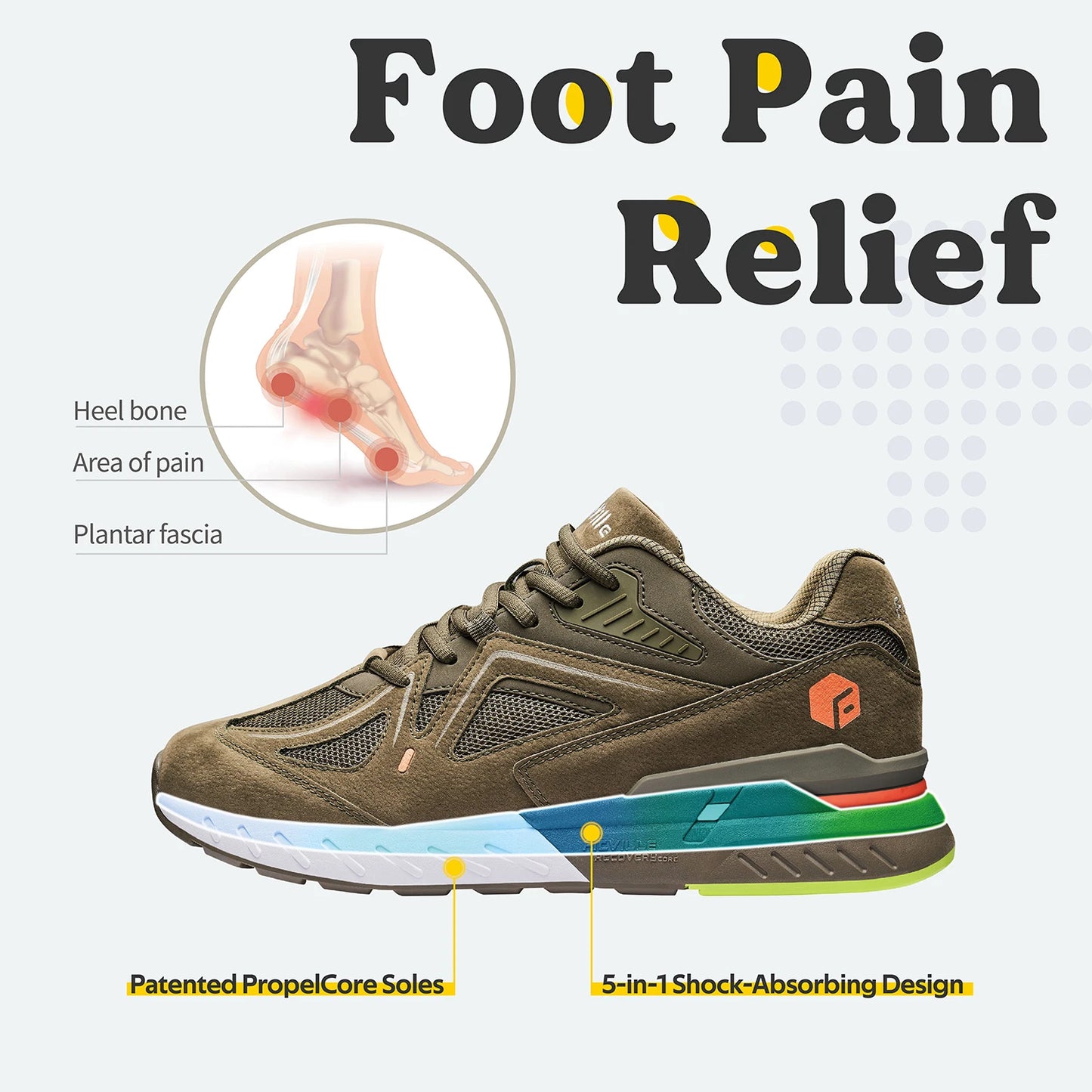 FitVille Men's Walking Shoes Extra Wide Lightweight Sneakers for Flat Feet Arch Fit Heel Pain Relief Non-Slip Running Shoes