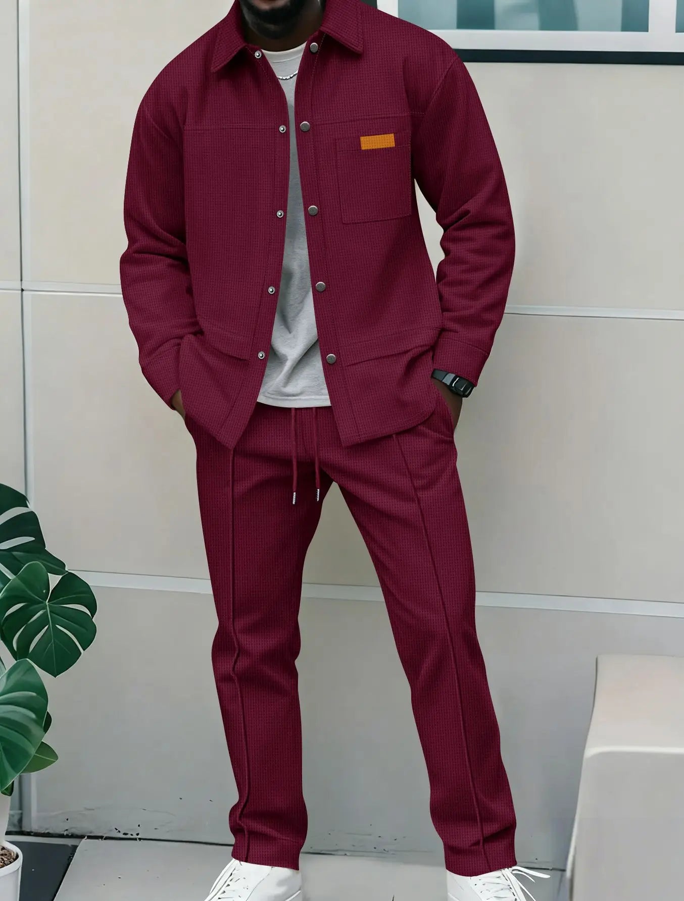 Luxury Men's Casual Flight Jacket Autumn Winter Trendy Two-Piece Set High-End Feelings Cotton Blend Polyester Fiber Long Sleeve