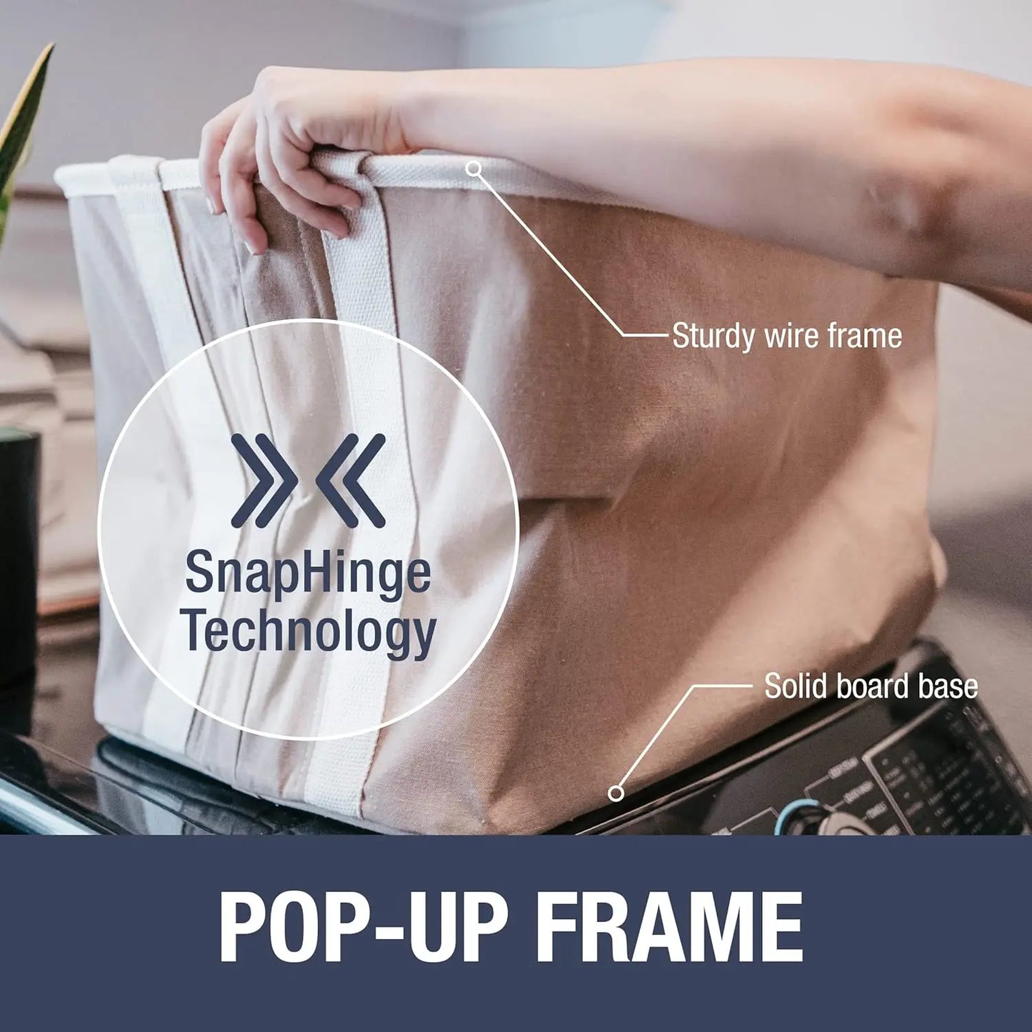 Collapsible Laundry Basket Hamper LUXE Cream Herri 2 Pack 60L Space Saving Storage Organizer with Handles Foldable Home