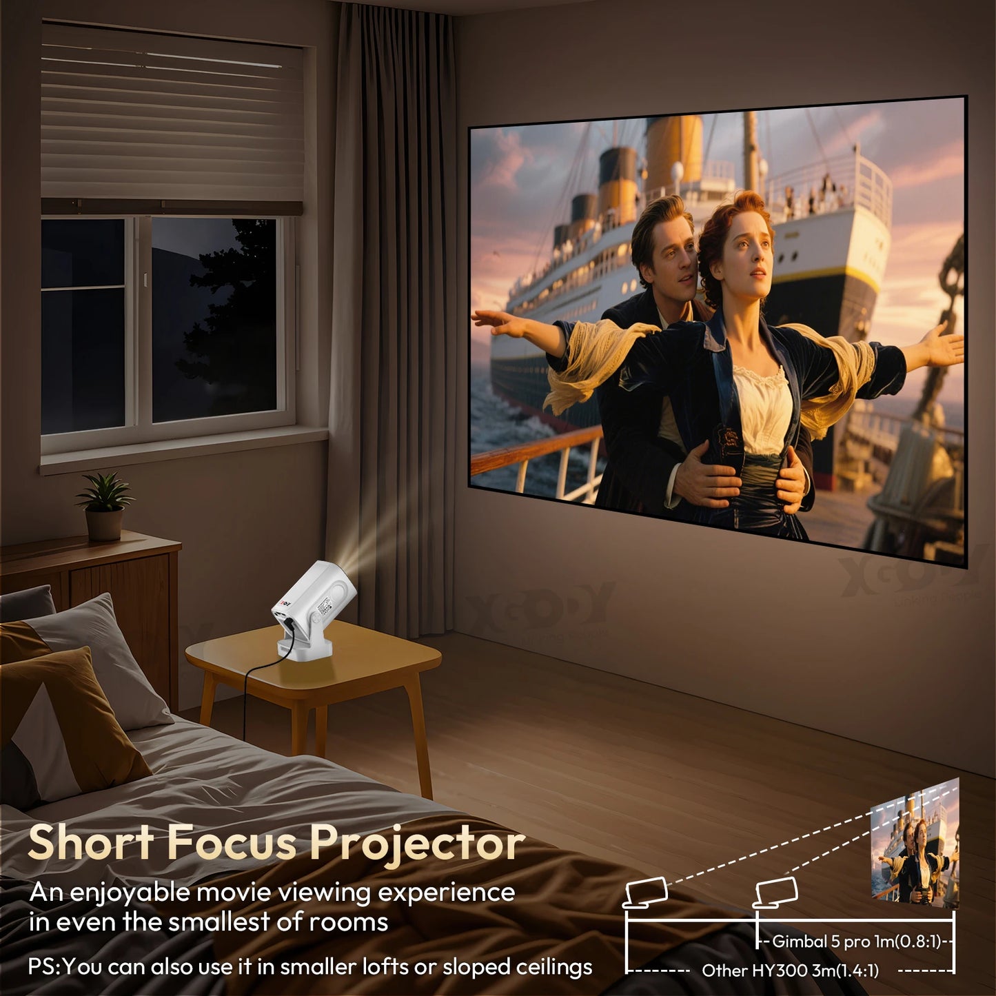 4K 1080P Autofocus Wifi 6 Projector Native 1080P 180 Degree Rotation Bluetooth Android Smart Home Theater