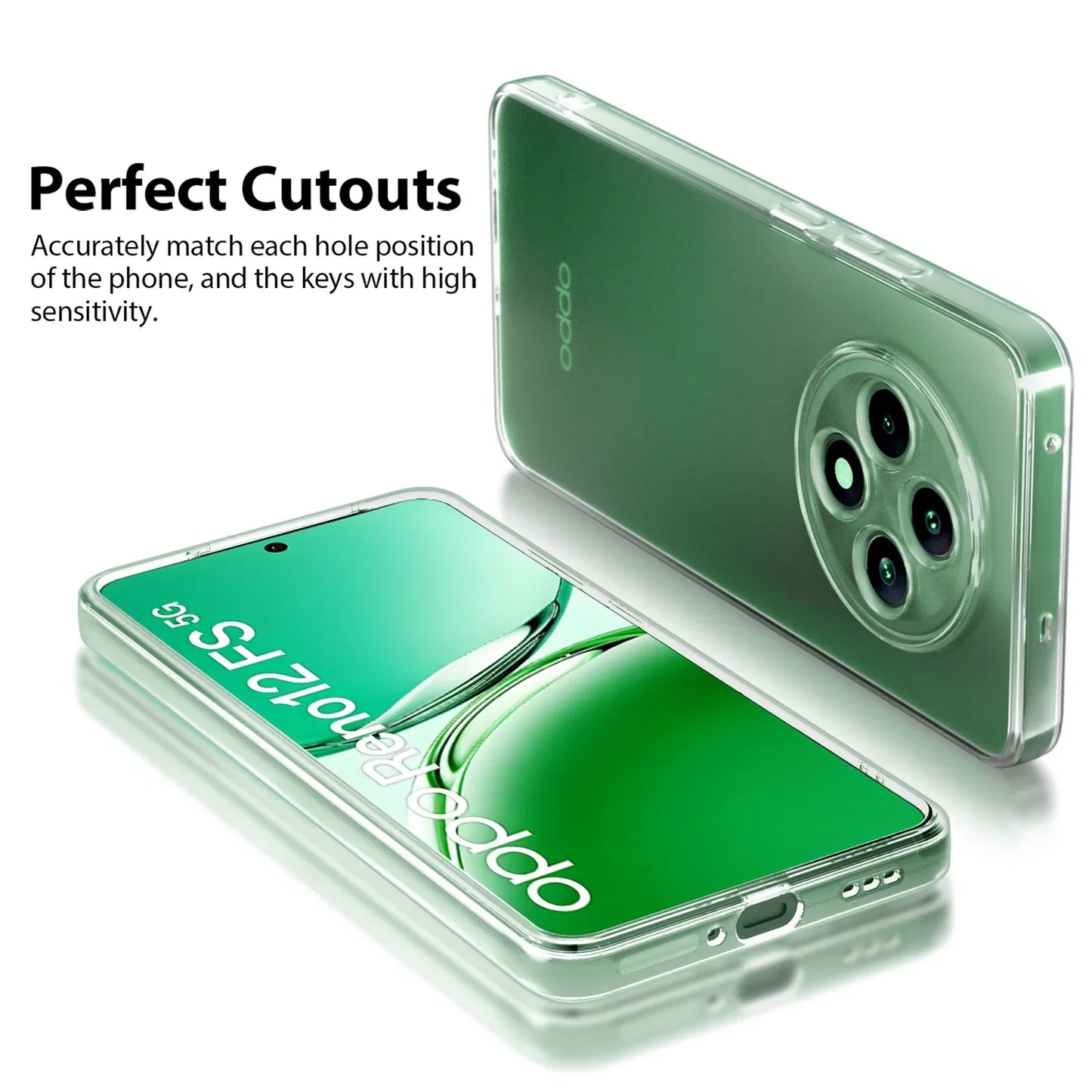 Soft Silicone Clear Phone Case For OPPO Reno 12 F Shockproof Bumper Anti-Fingerprint Cover Accessories