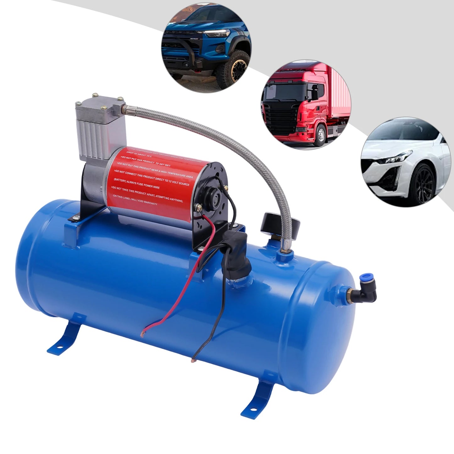 Van Train Truck Car Boat 6L Tank 100 PSI 12V DC Portable Air Compressor Tire Pump with Copper Core Motor