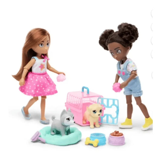 Hey Bestie Isa Evie 18 Piece Set of 2 Mini Dolls with Toy Dogs and Pet Accessories Ages 3 and Up