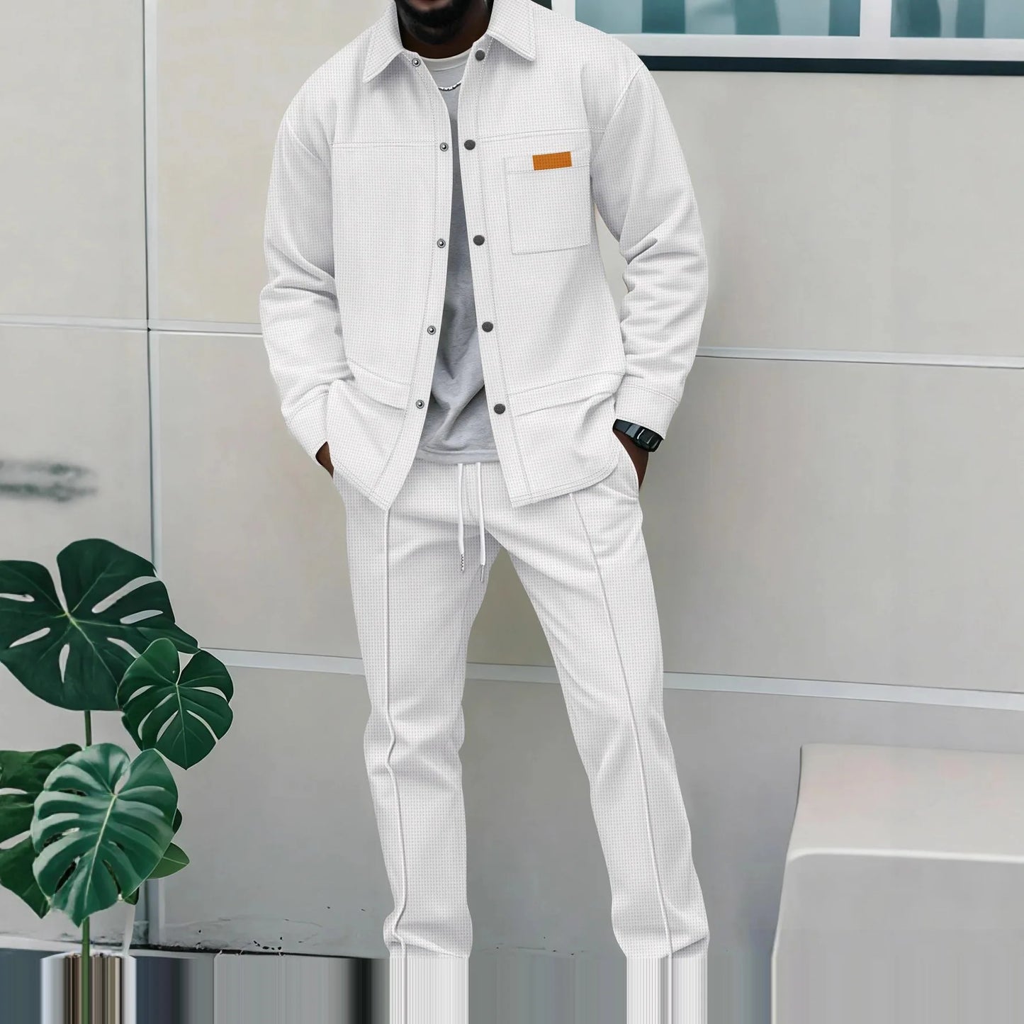 Luxury Men's Casual Flight Jacket Autumn Winter Trendy Two-Piece Set High-End Feelings Cotton Blend Polyester Fiber Long Sleeve