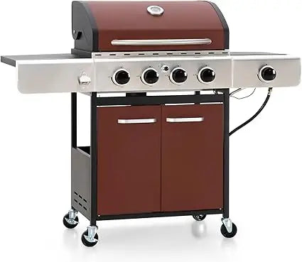 Sophia and William 4 Burner Propane Gas Grill Stainless Steel BBQ Grill with Side Burner and Porcelain Enameled Cast Iron Grates 42