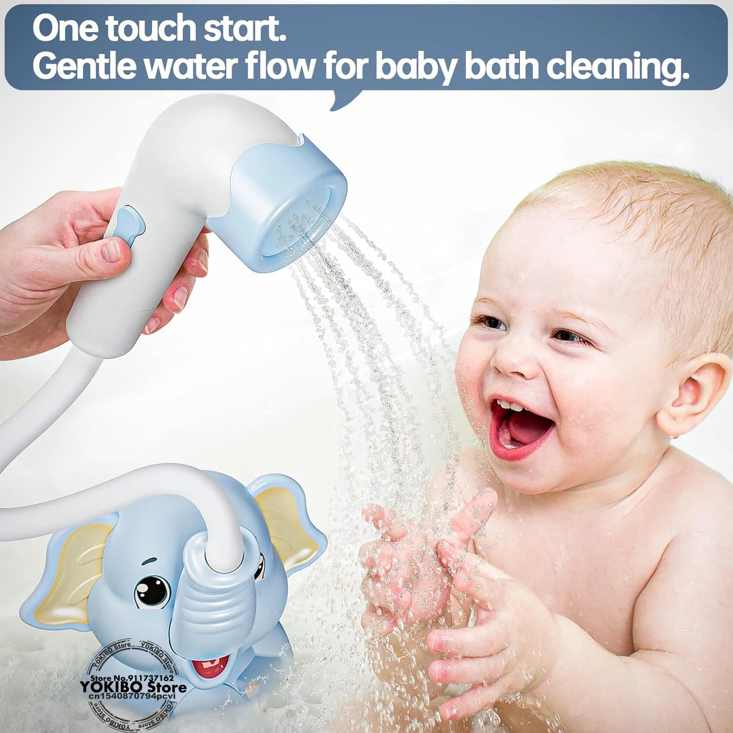 Baby Bath Toys with Shower Thermometer Electric Elephant Water Spray for Toddler Bathtime Fun