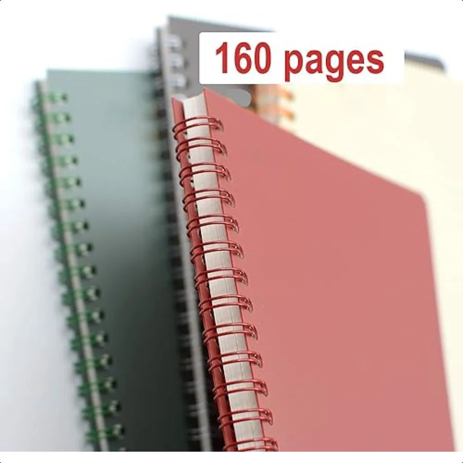 Spiral Notebook 4 Pcs 8.3 Inch x 5.9 Inch A5 Thick Plastic Hardcover 8mm Ruled 4 Color 80 Sheets 160 Pages Journals for Study a