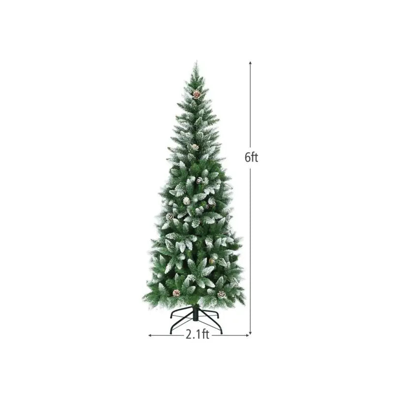 6FT Artificial Xmas Tree with Pine Cones for Holiday Decor, Festive Home Decoration, Faux Tree, Easy Setup, Perfect for