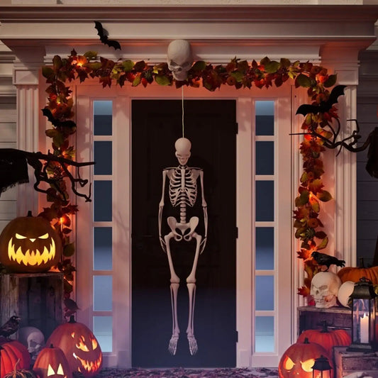 165cm Realistic Plastic Halloween Skeleton Decoration with Adjustable Joints for Home Ornament