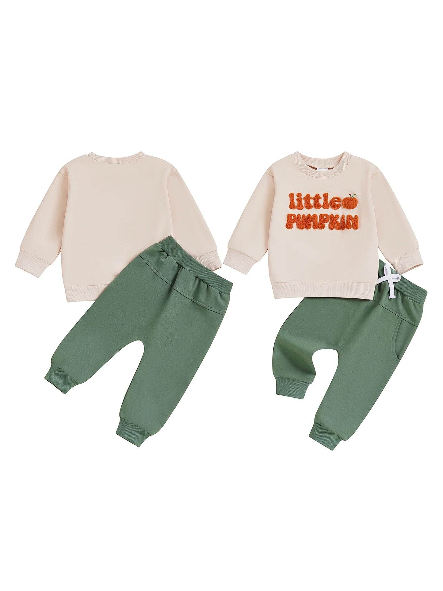 Infant Boy Autumn Apparel Cozy Hooded Sweater and Matching Pants Set with Embroidered Details for Playtime